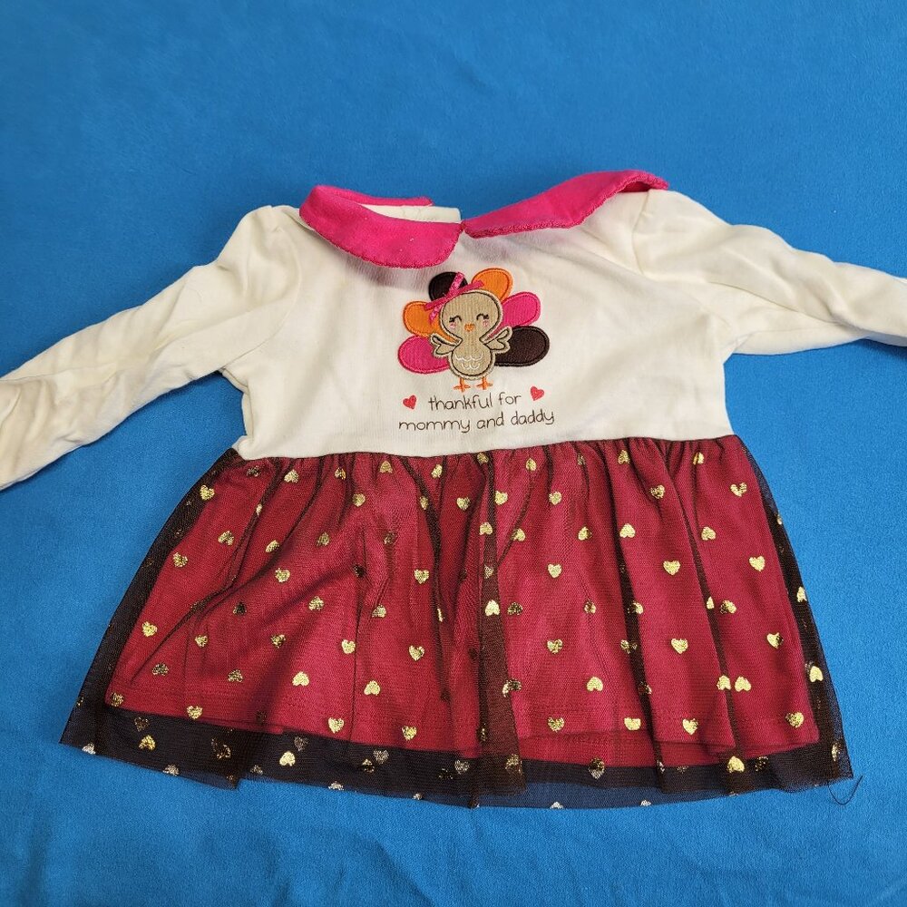 Small Wonders Thanksgiving Long Sleeve Dress 3-6 Mo Thankful for mommy & daddy